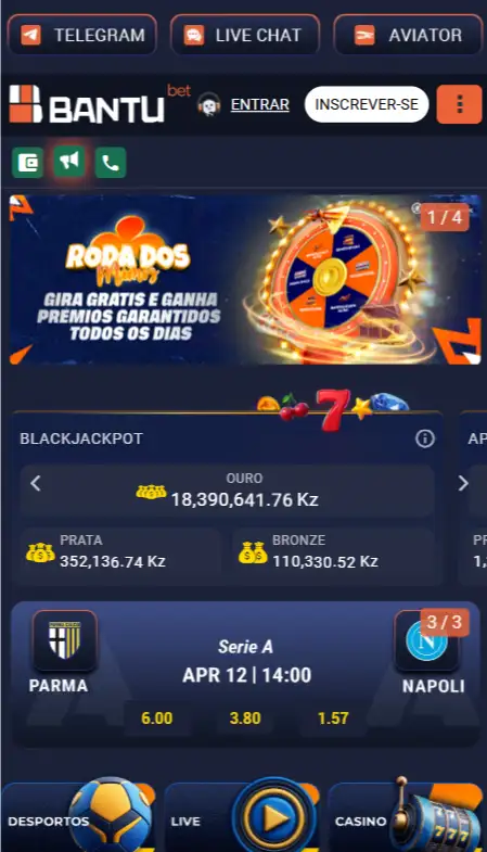 tela inicial bantubet app angola