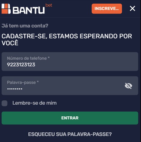 captura de tela formulario oficial Como criar conta na Bantubet